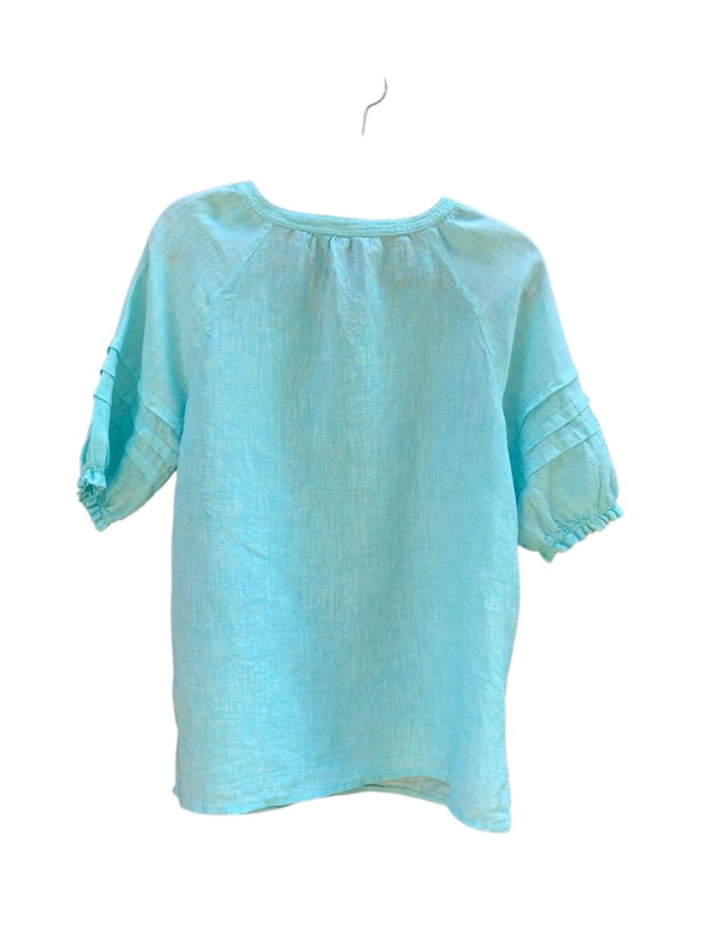 Talbots Light Turquoise Linen Top Womens Size M - Picture 2 of 7